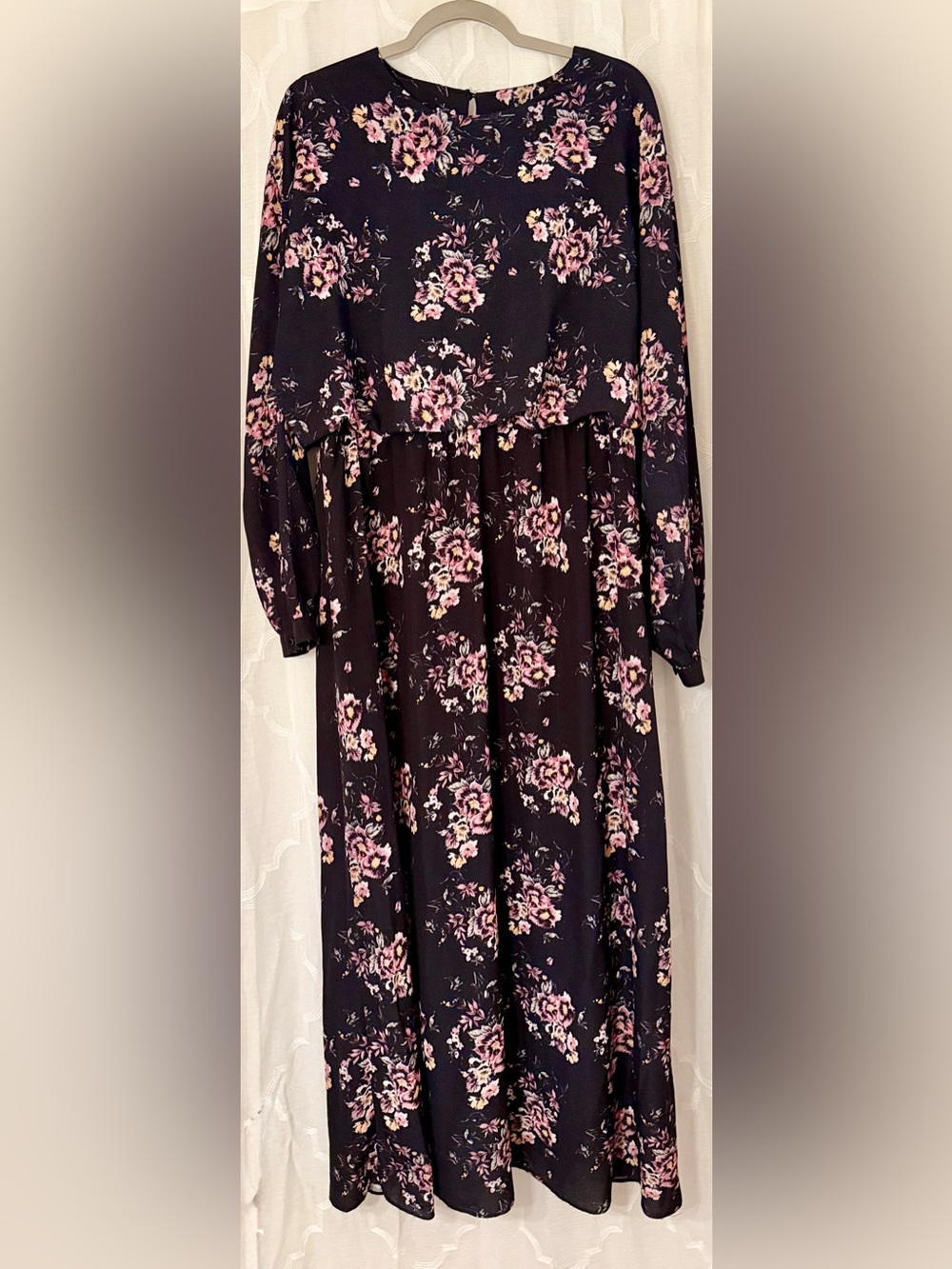 Refka Black Floral Long Sleeve Boho Maxi Dress Size 16